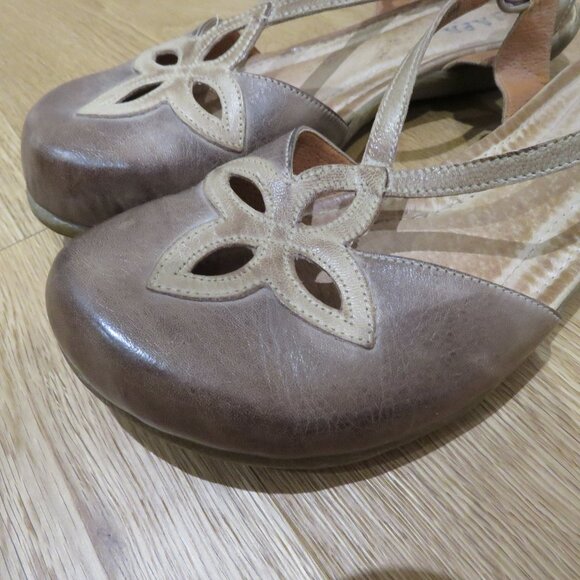 JAFA Antique Distressed Brown Strappy Cut Out Leather Comfort Sandals Boho - Picture 3 of 14